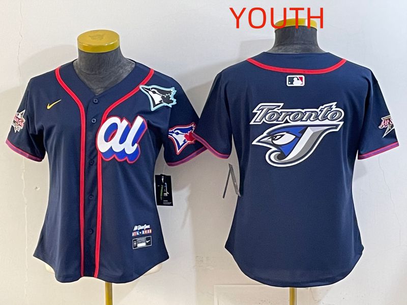Youth 2025 Toronto Blue Jays Blank Drak Blue All star Nike MLB Jersey style 05